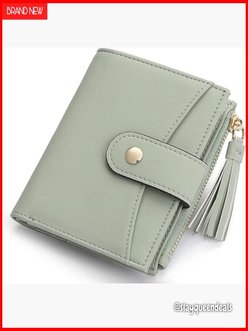 Slim RFID Blocking Leather Wallet with Tassel, 6 Card Slots & Zipper Pocket